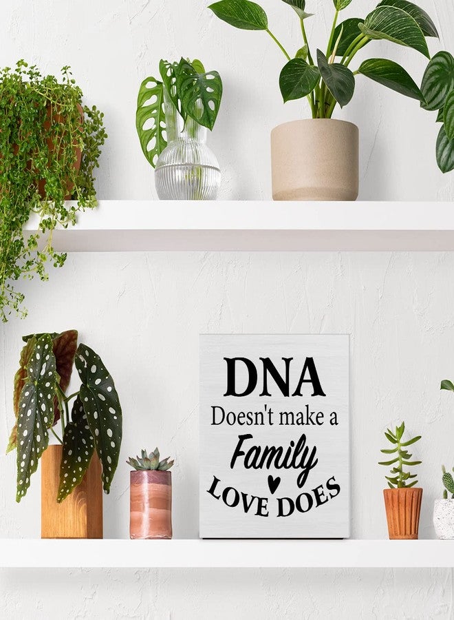 PIXCEOS Step Family Decorative Wooden Box Sign DNA Doesn't Make a Family Love Does Wood Block Plaque Decor Rustic Shelf or Wall Display for Home Living Room Bedroom - Image 4